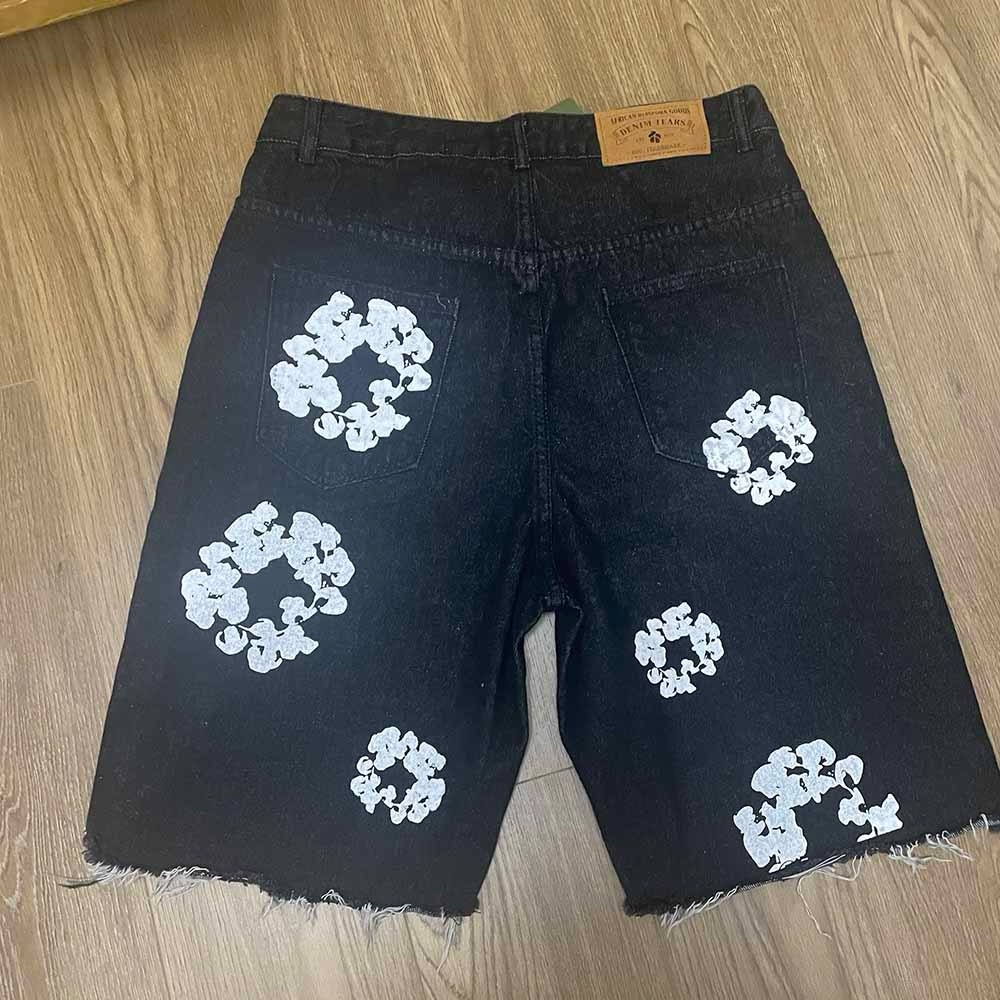 Denim Tears Washed The Cotton Wreath Denim Shorts Black - Picture 3 of 6